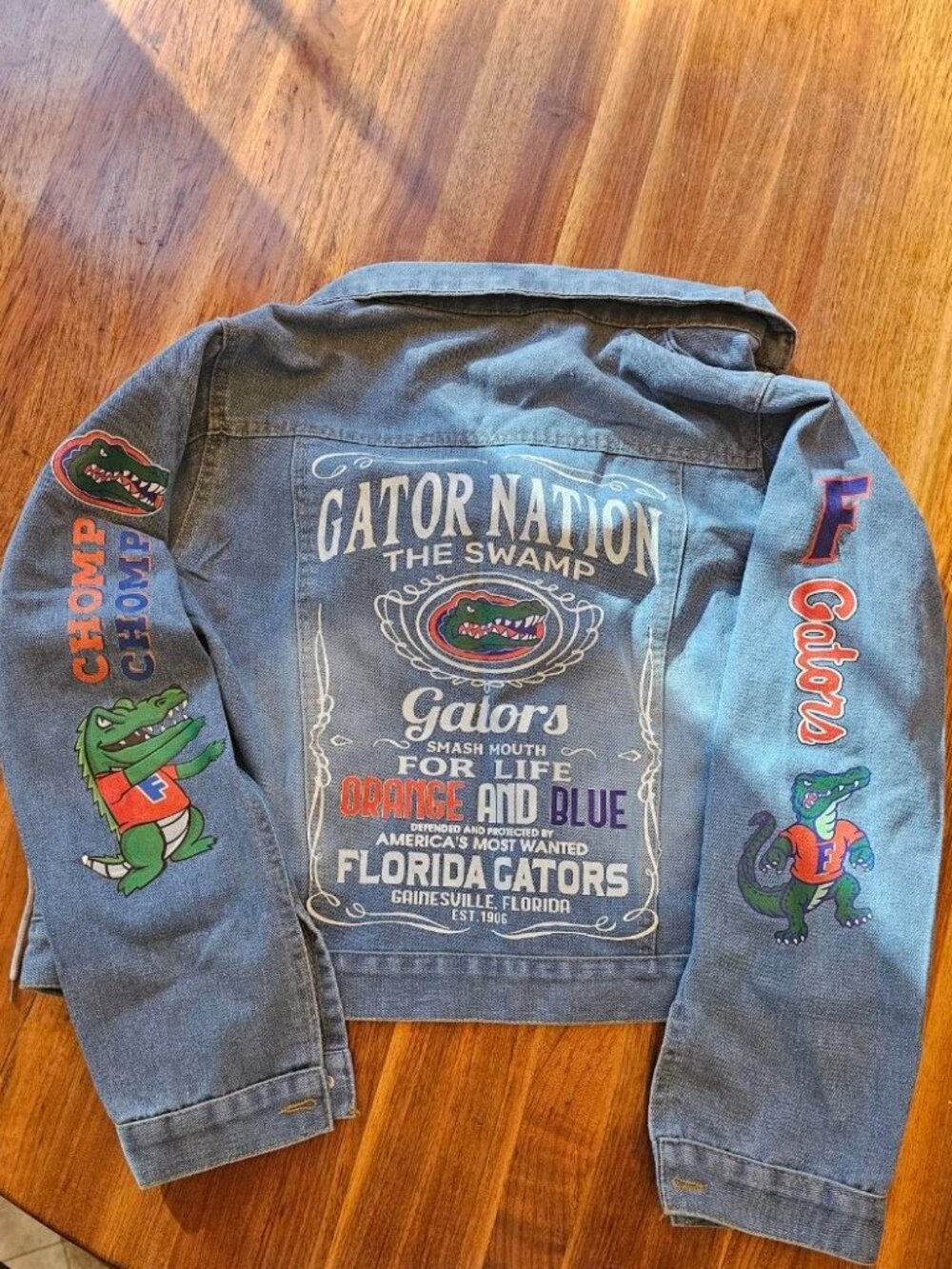 Florida Gators Denim Jean Short Jacket with Removable Hoodie Size S/M Women - Picture 11 of 14